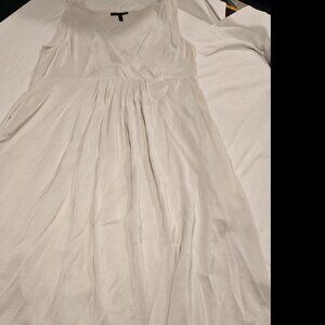 Eileen Fisher 100% Silk Ivory Sleeveless Midi Dress Minimalist Elegant S Sm Smal